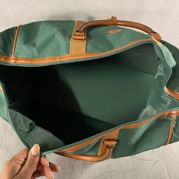 Vintage Ralph Lauren Polo Green Canvas Large Duffle Bag Weekend Travel Carry On - Picture 10 of 12